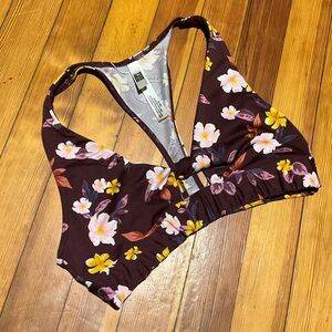 PINK Victoria's Secret Floral Bralette - Dark Plum with Pink & Yellow Blooms